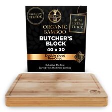 Wood Chopping Board Large Bamboo Cutting Block Wooden Serving Food Kitchen UK