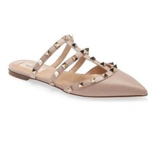 GORGEOUS Valentino Rockstud Caged Strap Leather Proude Mule SZ 37.5/7 US.