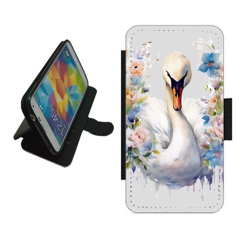 Swan phone case wallet flip - swan,