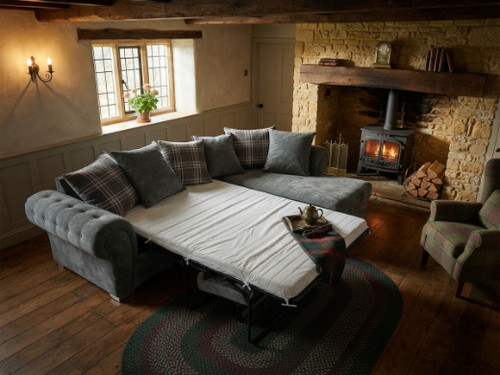 Grey corner sofa bed with - grey,