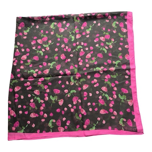 Gucci pink black floral silk - black,