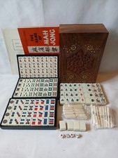 Max Robertson Mahjong Set Wooden Box 148 Bamboo Back Tile Mah jong Jongg Vintage