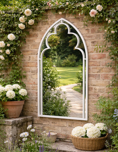 Large arched mirror white