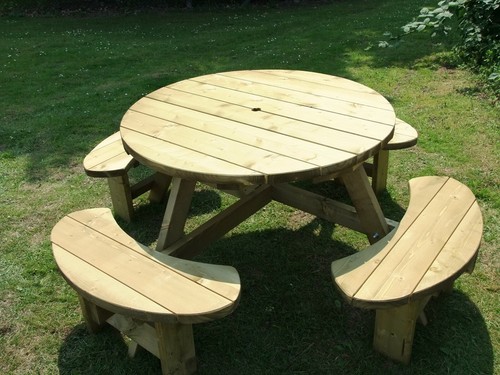 Round picnic bench table - picnic,