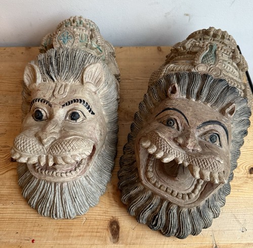 Painted vintage indian wood - painted,