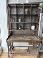 Vintage French Postal Cabinet Desk with single drawer & attached Pigeon Holes