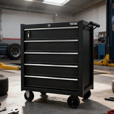 5-Drawer Red Tool Chest Metal Storage Cabinet Rolling Tool Box on Wheels UK