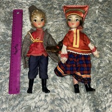 Vintage 1960's USSR Russian Soviet CELLULOID Toy Dolls In  Original Clothes 12”