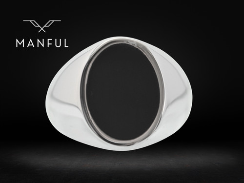 Oval onyx silver signet - oval,