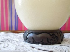 New Price 🎉 Genuine Unblemished Blown Ostrich Egg WITH Hand Engraved Wood Stand
