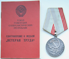 USSR Russian Soviet Medal "Veteran of Labour" With Document
