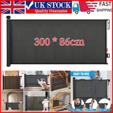 86cm x 300cm Retractable Baby Toddler Gate Safety Folding Pet Dog Gates Stairs