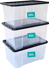 Plastic 3 X 50L Storage Boxes