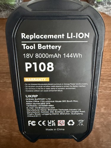 18v 0ah ion battery - 8.0ah,