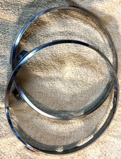 PAIR OF LUCAS SEALED BEAM HEADLAMP LIGHT UNIT RETAINING RIMS