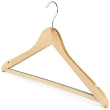 The Hanger Store™ Premium Wooden Suit Coat Hangers with Non-Slip Trouser Bar