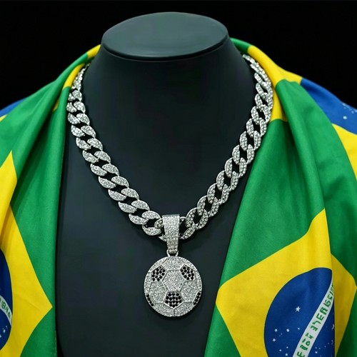 Iced out football cuban chain - football,