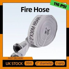 Fire Hose 30m 2'' diameter Long Water Hose Pressure 116 PSI w/ 2pcs connections