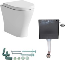 Back To Wall Toilet BTW WC Pan Soft Close Seat Concealed Cistern Flush Button