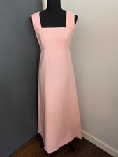Vintage 60's Handmade Pink Textured Sleeveless Square Neck Maxi Dress