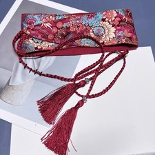 Lady Japanese Waistband Belt Corset Tassel Satin Faux Silk Vintage Accessory Obi