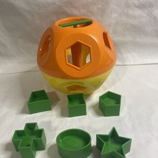 Tupperware Tuppertoys SHAPE-O-BALL Toy Shape Sorter W/ 6 Shapes Orange & Yellow
