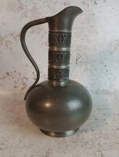Vtg Decorative Pewter Pitcher