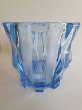 1930s Cubist Blue Glass Vase