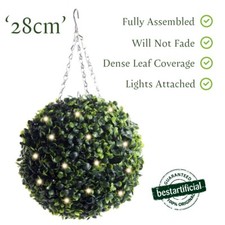 Best Artificial 28cm Pre Lit Boxwood Buxus Topiary Balls White Battery Lights