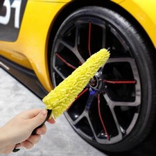 1x Yellow Sponge Car Auto Wheel Hub Brush Tire Tyre Rim Cleaner Tool Accessories