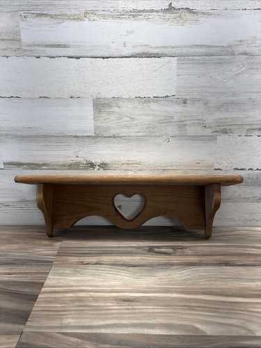 Vtg wood wall shelf heart - vtg,