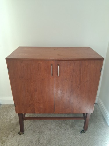 Mcm 1960s teak record cabinet - record,