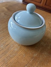 Denby Blue Linen Stoneware Lidded Sugar Bowl Excellent condition 