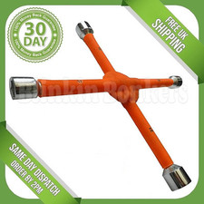 HEAVY DUTY 4 WAY WHEEL WRENCH CROSS NUT 17MM 19MM 21MM 23MM CAR BRACE SPANNER