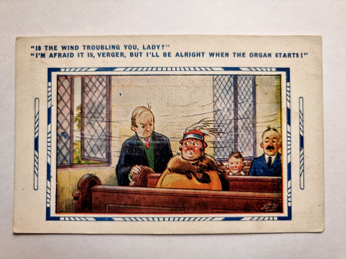 Comic postcard 1933 church - comic,