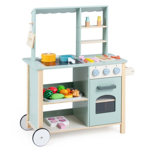 Wooden play kitchen trolley - play,