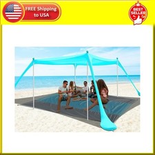 Anngrowy Beach Tent Canopy 10'X10' Beach Tents Sun Shelter 6-8 Person Beach Cano