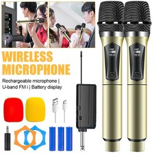 2x Wireless Microphone UHF Professional Handheld Mic System Receiver for Karaoke