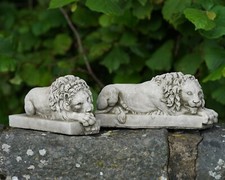 Pair of Canova Lion Stone Statues |Italian Classical Animal Outdoor Garden Lions