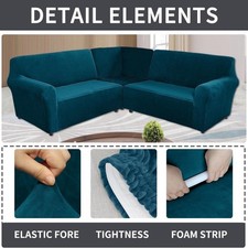 Stretch Corner Couch Cover 5-Seater L-Shaped Soft Velvet Corner Sofa Slip Covers
