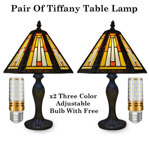 Pair tiffany style stained - of,