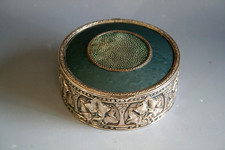 ANTIQUE ART NOUVEAU SILVER  BOX WITH WOODEN BASE