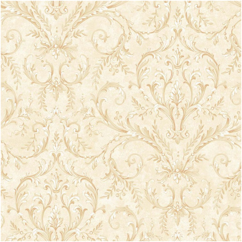 Ornate damask wallpaper cream - wallpaper,