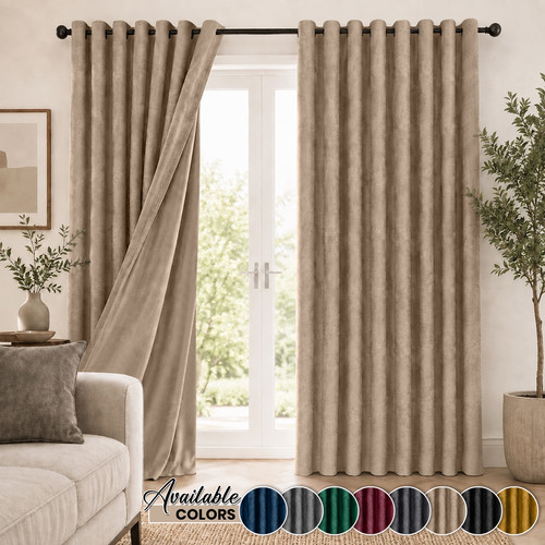 Plush velvet curtains pair - plush,