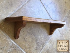 Vintage Farmhouse Solid Oak Wooden Wall Shelf, Golden Oak Stain 16.5 x 5 x 4"