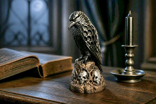 Gothic raven skull perch - raven,