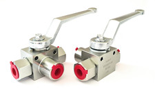 3 Way Hydraulic Ball Valve 1/4" - 1" BSP - with 'L' or 'T' Ports - 500 Bar MWP
