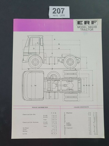 Erf model 64gxb tractor unit - model,
