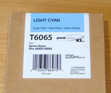 GENUINE EPSON T6065 Light Cyan ink cartridge fits 4800 4880 dated 2016 ORIGINAL