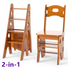 Folding wooden library step - wooden,